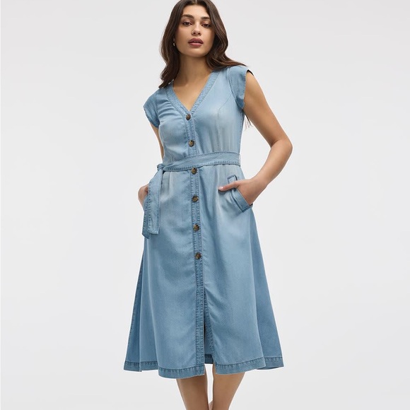 Reitmans Dresses & Skirts - Cap-Sleeve Fit-and-Flare Tencel Midi Dress
